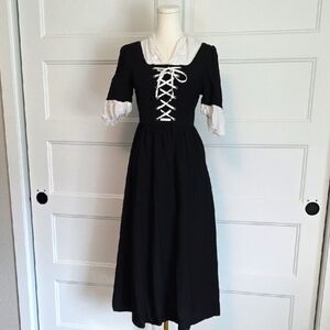Scarlett Darkness Black and White Lace-Up Long Sleeve Dress